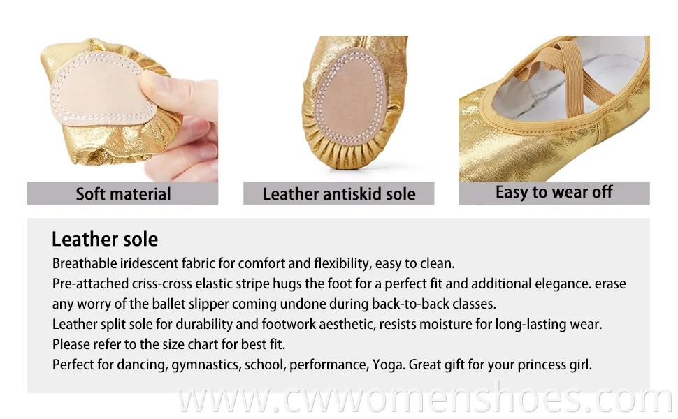 Girls Ballet Shoes for Girls Split-Sole Toddler Glitter Flats for Kids Dance